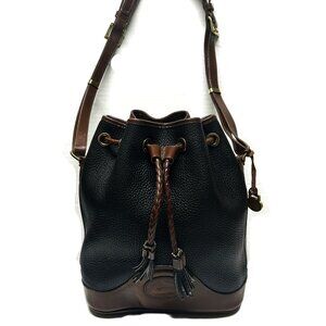 Dooney & Bourke black and deep brown leather bucket bag